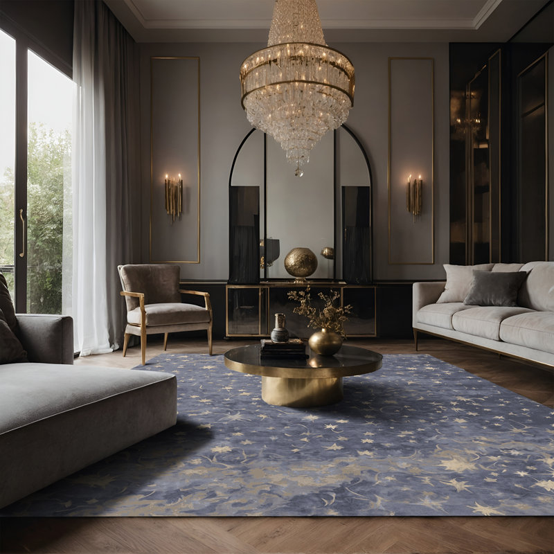 Tapis gris soyeux et moelleux, Rectangle 7 pi x 9 pi
