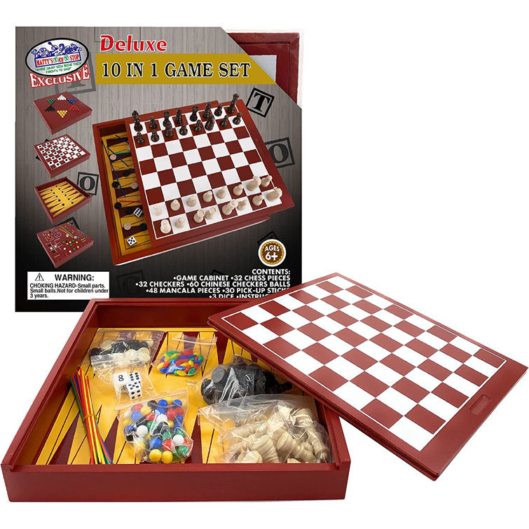 Set Wooden chess and checkers Metal Box