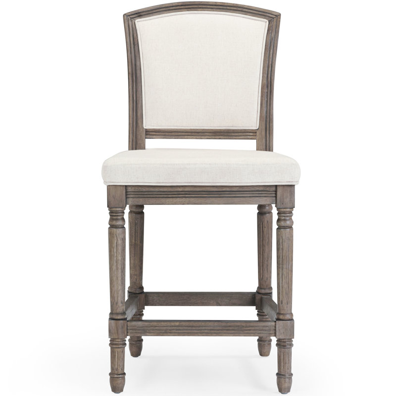 Tabouret de bar à hauteur de comptoir gris patiné de 26 po avec dossier rembourré, texturé, dans la salle à manger et la table de pub Tabouret de 26 po, gris, siège pour la cuisine