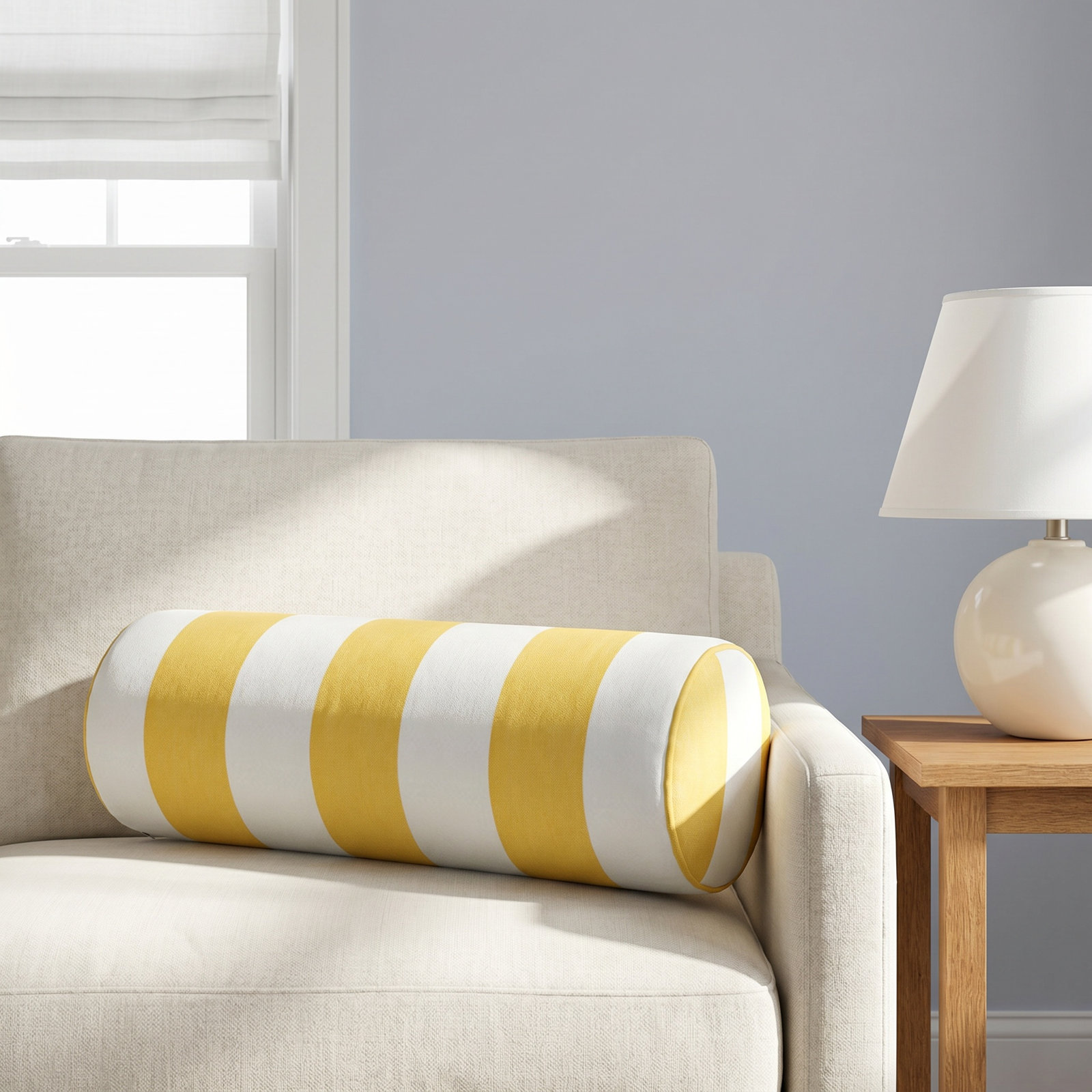 Amala Sunbrella® Pillow Cover & Insert, Sail away sunflower cabana stripe