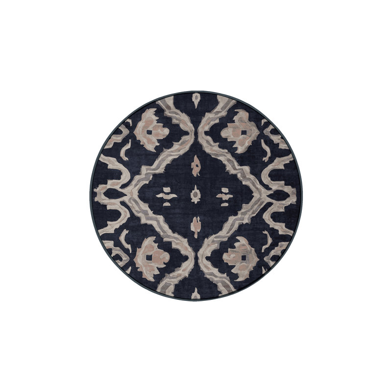 Tapis gris soyeux et moelleux, Rond 6 pi