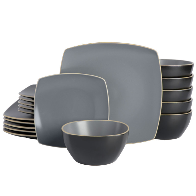 Gibson Soho Lounge Matte 18 Piece Dinnerware Set - Black, Gray