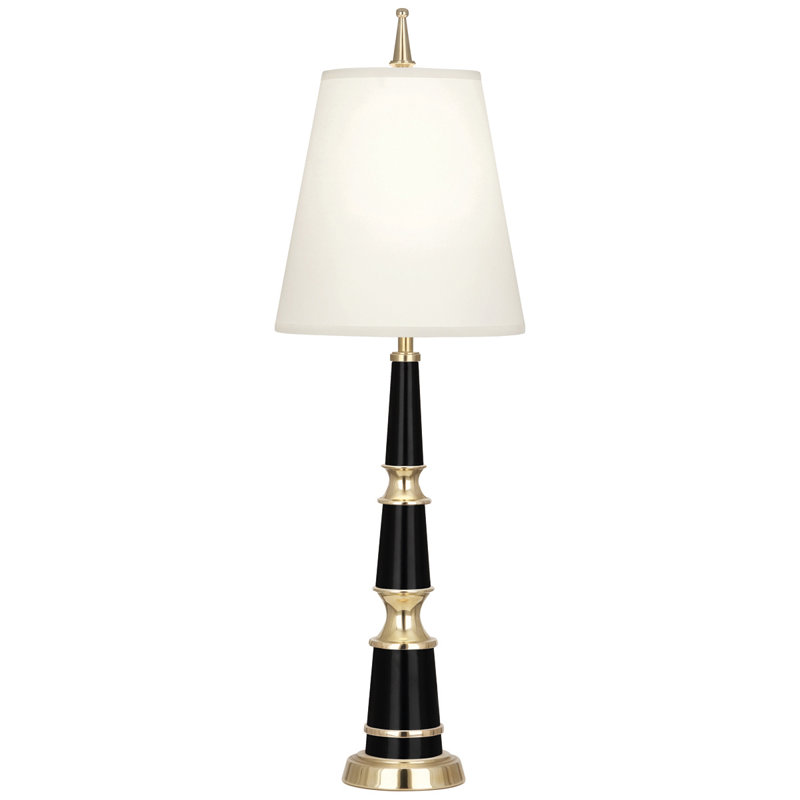 Versaille Metal Buffet Lamp, Black/Modern Brass, Black/Matte Gold Lining