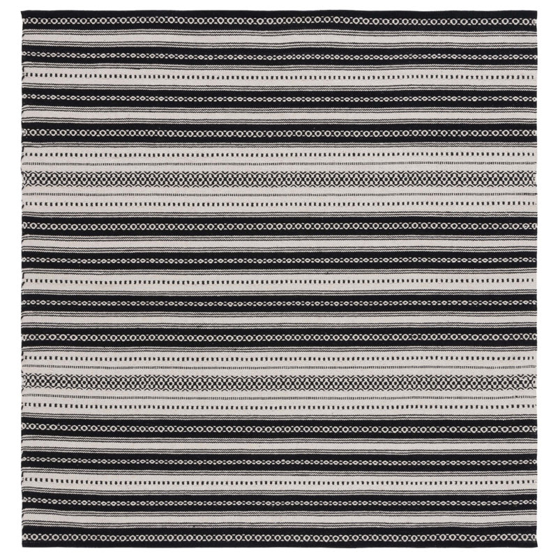 Danille Flat Weave Cotton Striped Rug, Square 6'
