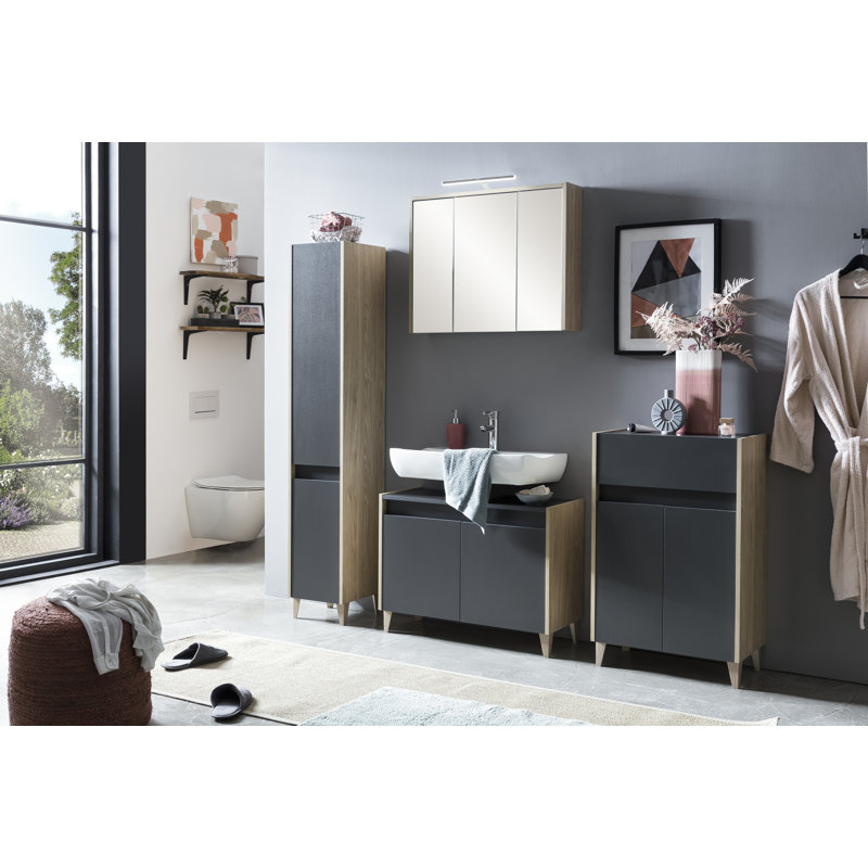 Calvin-Leigh Mirror Cabinet with LED Lighting, 60cm H x 74.5cm W x 16cm D