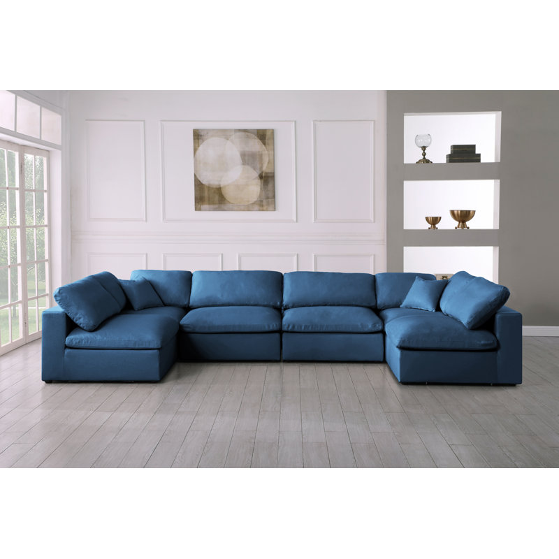 Jocqua Velvet U-Shaped Sectional Reversible, Navy Velvet