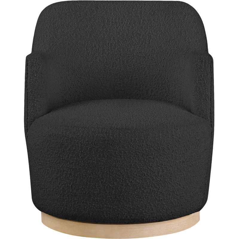 Ixareli Upholstered Swivel Armchair, Black Boucle Fabric