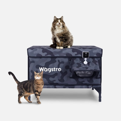 Insulated Heated Cat Shelter for Outdoor Use, Rainproof Roof & Escape Door, Camera-Compatible Design, Durable Waterproof Construction – Black Camo