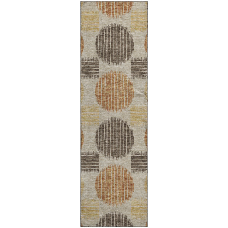 Premium Machine Washable Prisco Tan Rug, Runner 2'3" x 7'6"