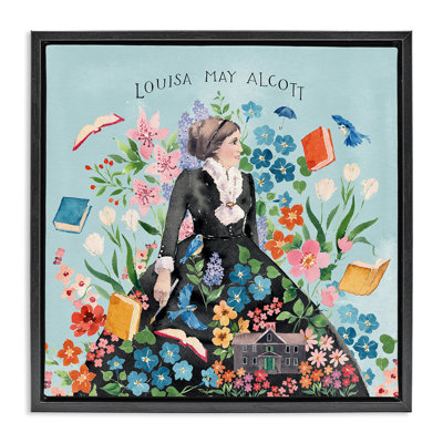 Louisa May Alcott Portrait  Framed Floater Canvas Wall Art by Heatherlee Chan