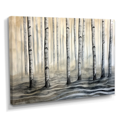 Birch Dawn Wall Art, Sunrise Forest Canvas, Birch Forest At Drawn