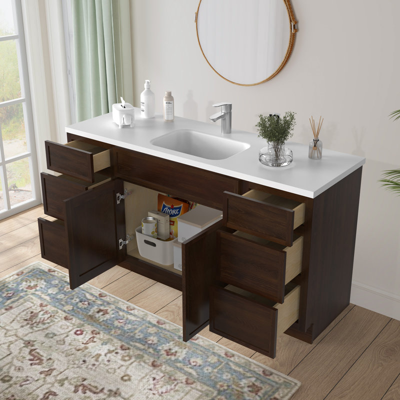 60'' Single Bathroom Vanity Base Only, Brown