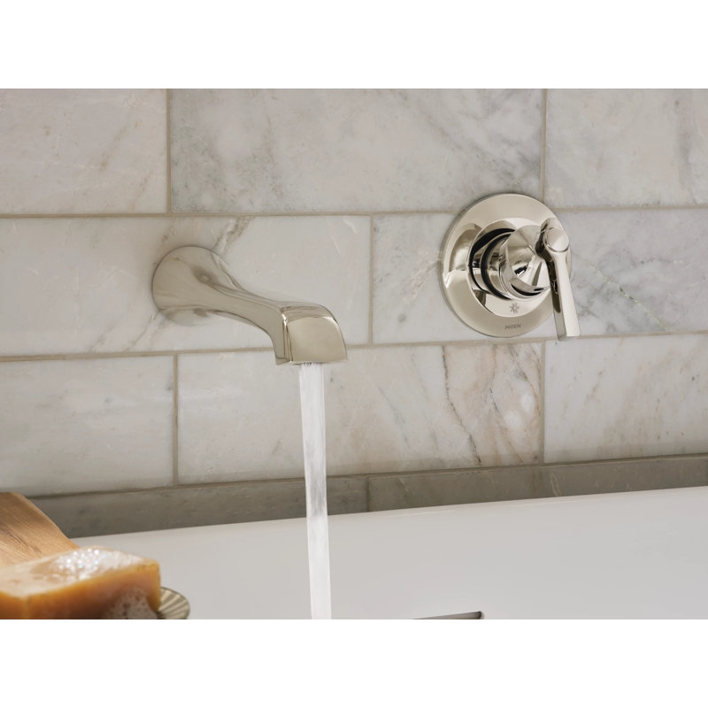 Flara Single Handle Wall Mount Tub Filler High Flow Tub Faucet With 10" Spout Reach, Brushed Nickel