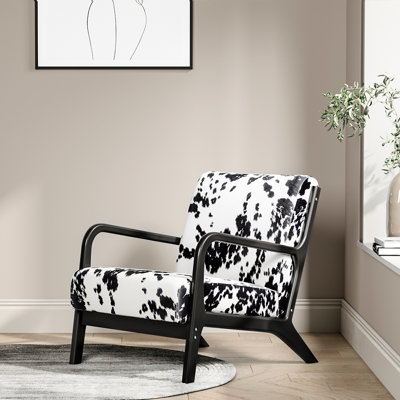 Single-person solid wood armrest Armchair in cow