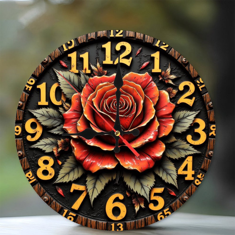 Horloge sculptée rose
