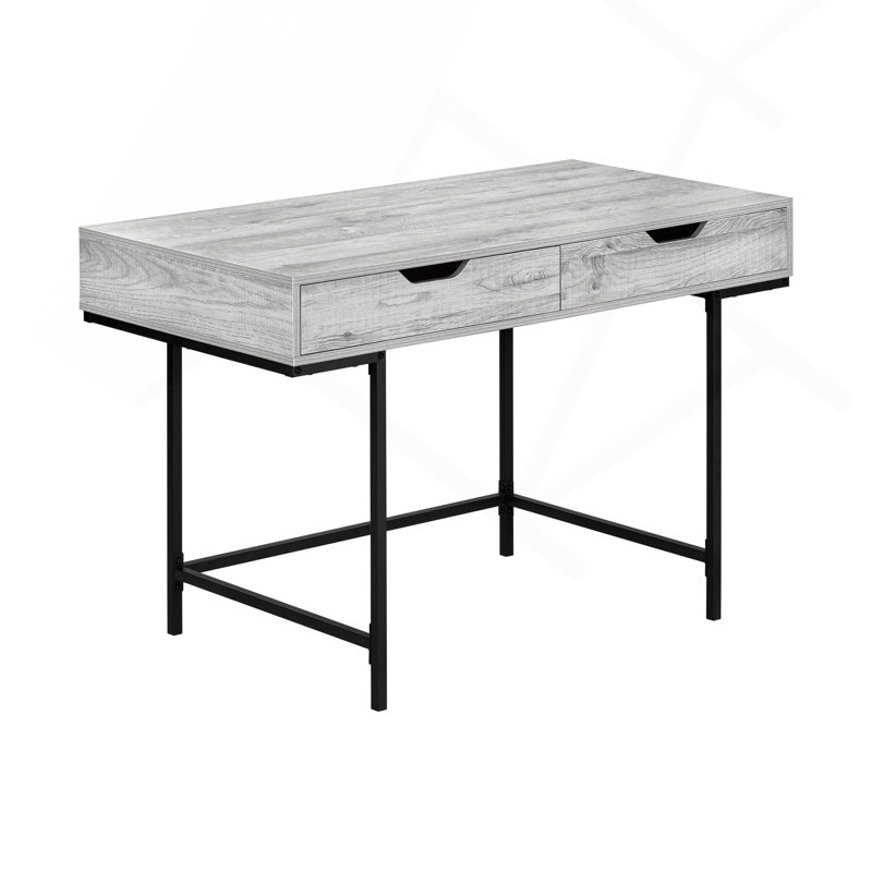 Bureau d'ordinateur, bureau personnel, ordinateur portable, tiroirs de rangement, L 48 po, bureau, stratifié gris, métal noir, contemporain