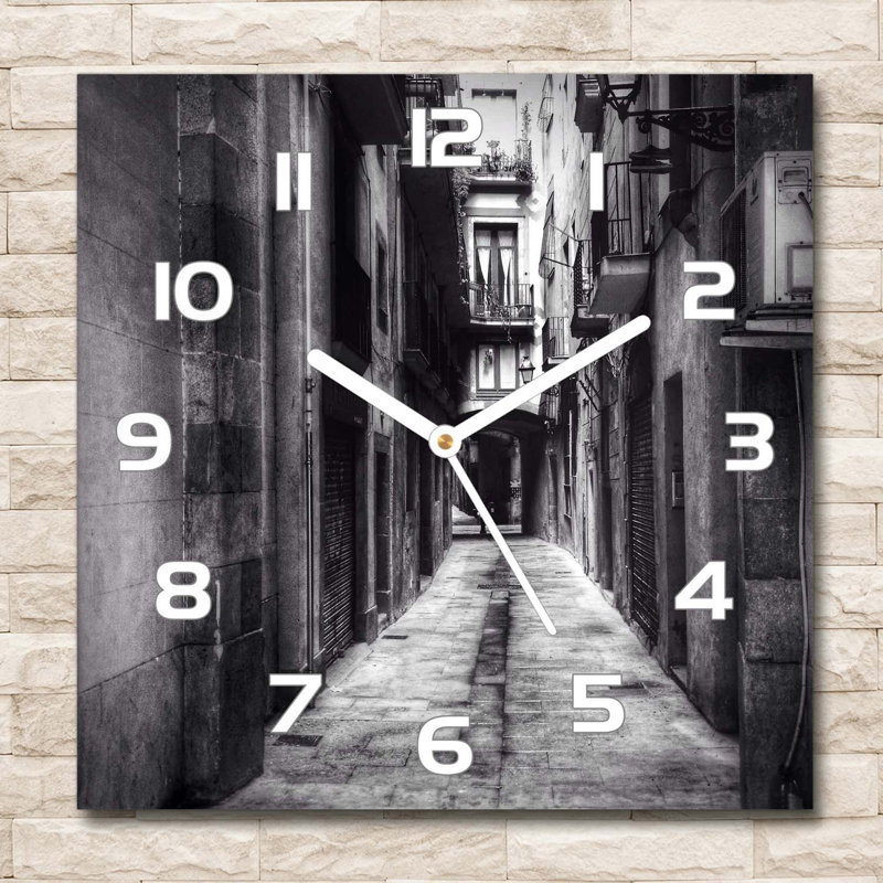 Glass Wall Clock, Grey/Brown/White