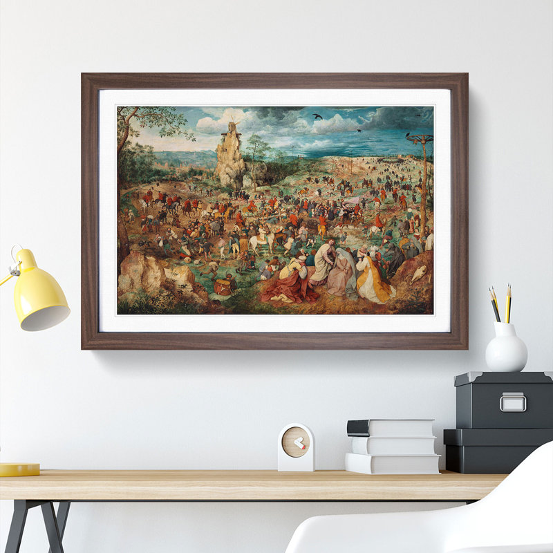 The Procession to Calvary by Pieter Bruegel the Elder - Picture Frame Painting, Walnut Framed, 36cm H x 48cm W x 2cm D
