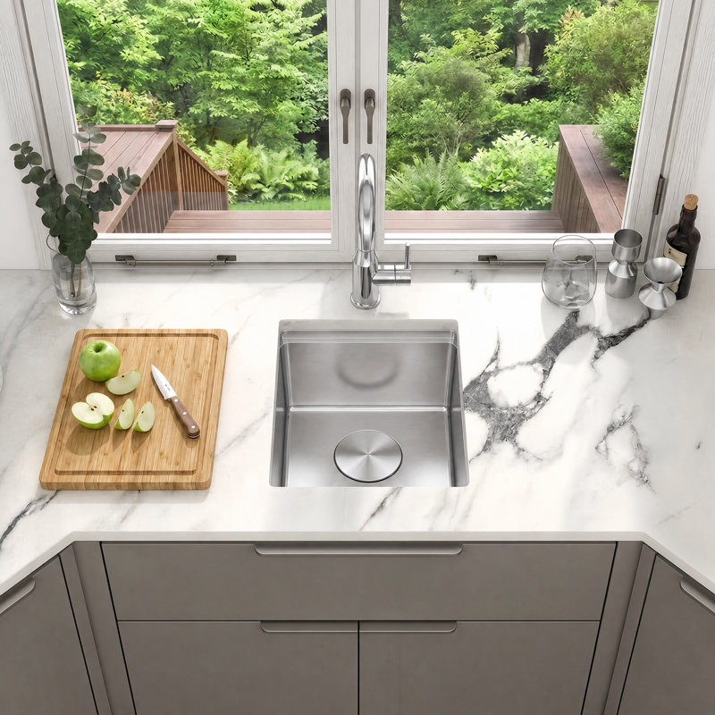 LQS 13"L X 15"W Workstation Undermount Bar Prep RV Sink Stainless Steel Small Kitchen Sink, Stainless Steel