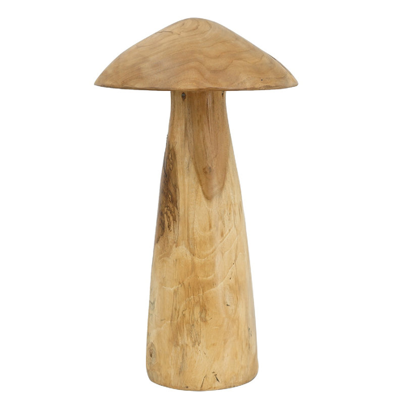 Décoration décorative champignon en bois de teck brun, H 15,7 po x l 8,7 po x P 8,7 po