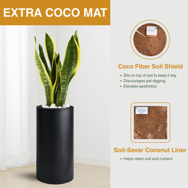 Petit pot à fleurs intérieur / extérieur Kute Nest - P 10 po x H 19,5 po - ouverture 8,2 po, Noir