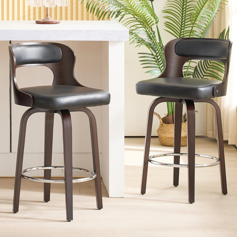 Tabouret de bar et de comptoir pivotant en similicuir, Black