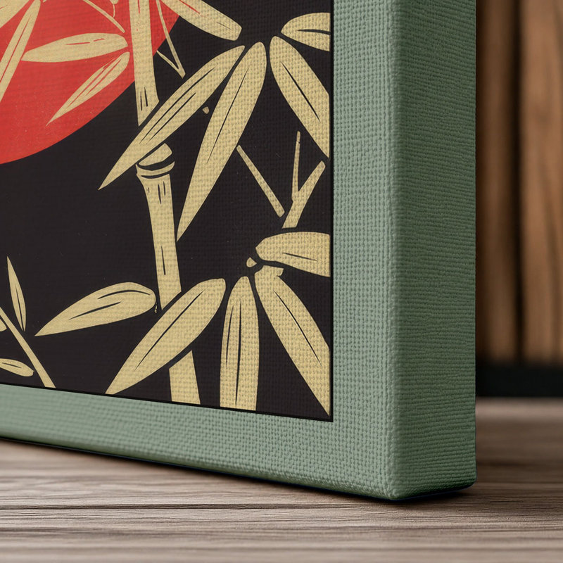 Bamboo Circle Japandi 1 Piece Wrapped Canvas Wall Art, 24x16 - 61.0 x 40.6 cm, Sage Border