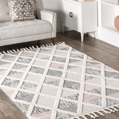 Emlyn Diamond Lattice Tasseled Area Rug