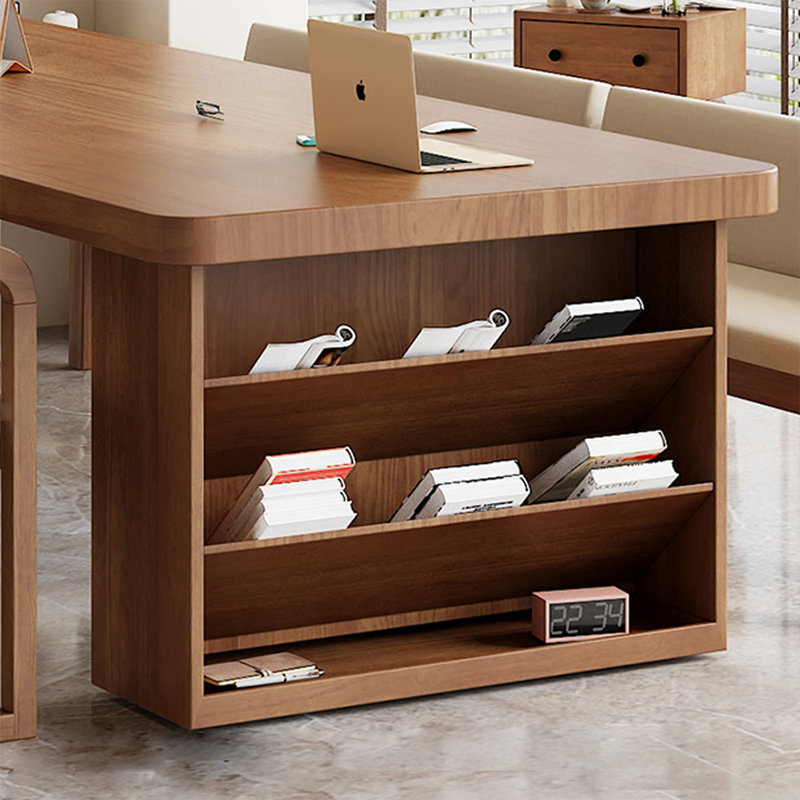 Bureau de direction rectangulaire en bois massif noyer, H 29,53 po x l 94,49 po x P 39,37 po