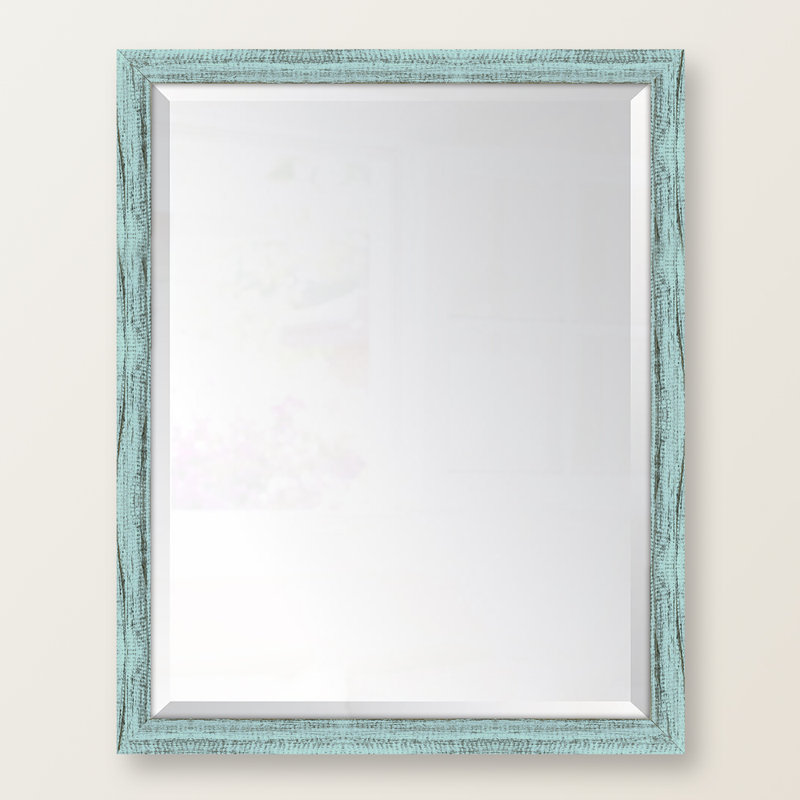 Wood Flat Wall Mirror, 31" H x 25" W, White