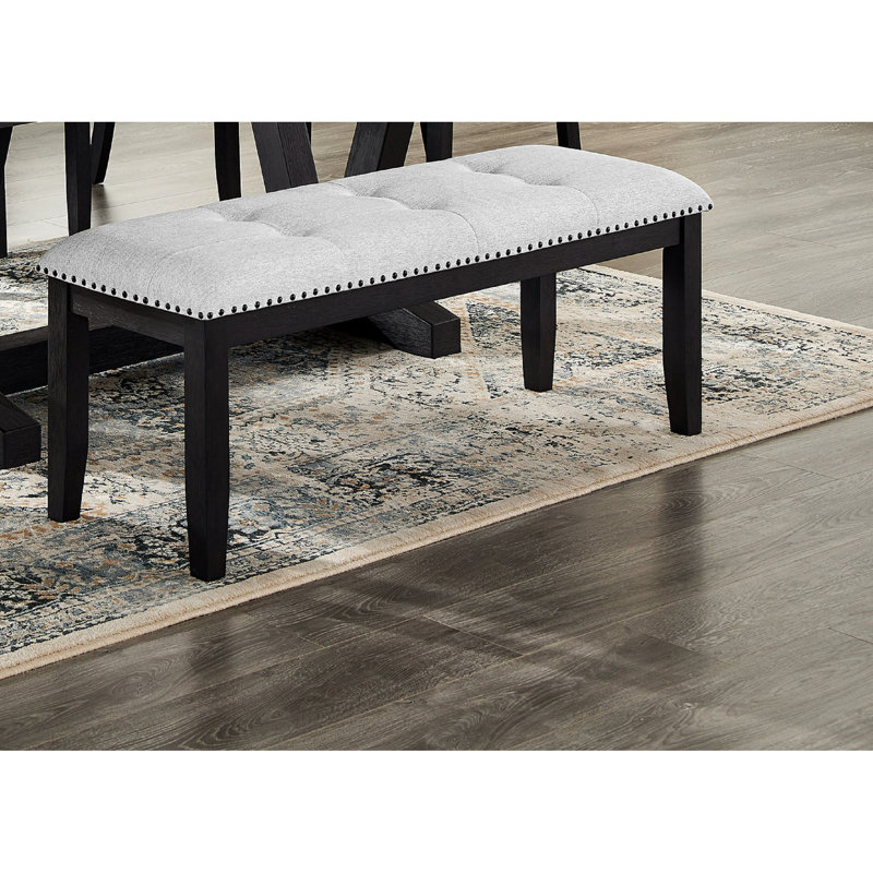 Stylish Upholstered Bench In Black And Gray For Dining Living Rooms Grey