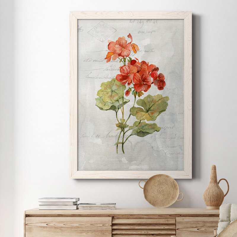 Lin géranium - peinture sur toile encadrée, Blanc, H 20 po x l 17 po x P 1,5 po