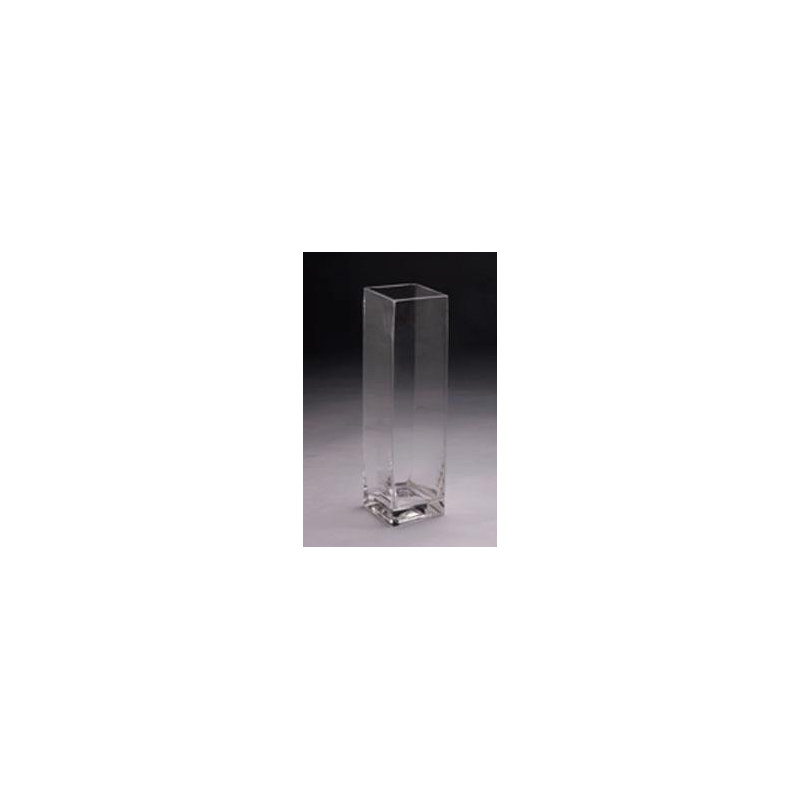 Vase carré en verre, H 16 po x l 5 po x p 5 po