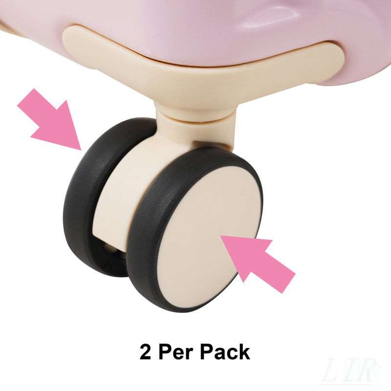 Couvre-roues de valise crème blanc pour un modèle spécifique, protégeant et rehaussant l'apparence des valises roses.