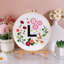 4 pièces / ensemble de matériel de bricolage, ensemble de bricolage, motif de fleurs, point de croix, peinture de table, photo suspendue avec cercle 11,7 po, a1