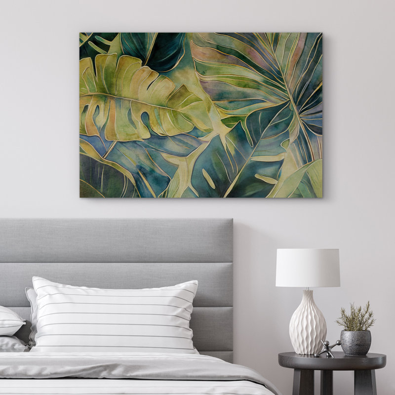 Illustration de feuilles de bananier tropical tropical, feuilles de bananier tropical, H 12 po x l 18 po, Toile tendue