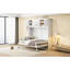 Lit double blanc avec espaces de rangement d'armoire, Comfort In Small Home Dwellings, mur à mécanisme à double piston - conception inspirée, espaces de bureau peu encombrants, support de matelas flexible