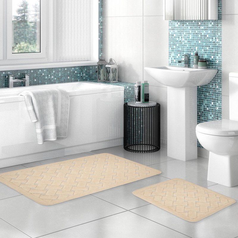 Ensemble de tapis de bain luxueux en coton (2 pièces), 19,7 x 23,6 pouces et 23,6 x 39,4 pouces | Dessous antidérapant, hauteur de poils de 0,2 pouce, 35,3 oz / verge carrée | Lavable à la machine, doux et absorbant pour le confort de la salle de bain