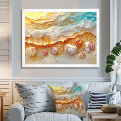 Abstrait coquillage et plage vue aérienne I - art mural sur toile bord de mer
