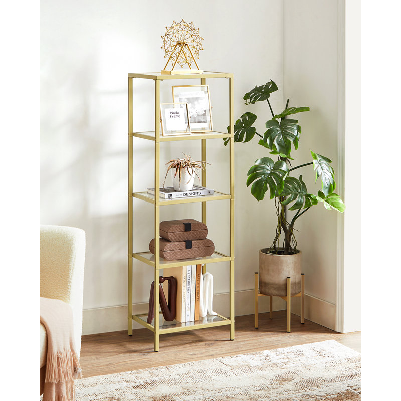 Morrowville 124.5cm H x 40cm W Etagere Bookcase, Gold/Clear