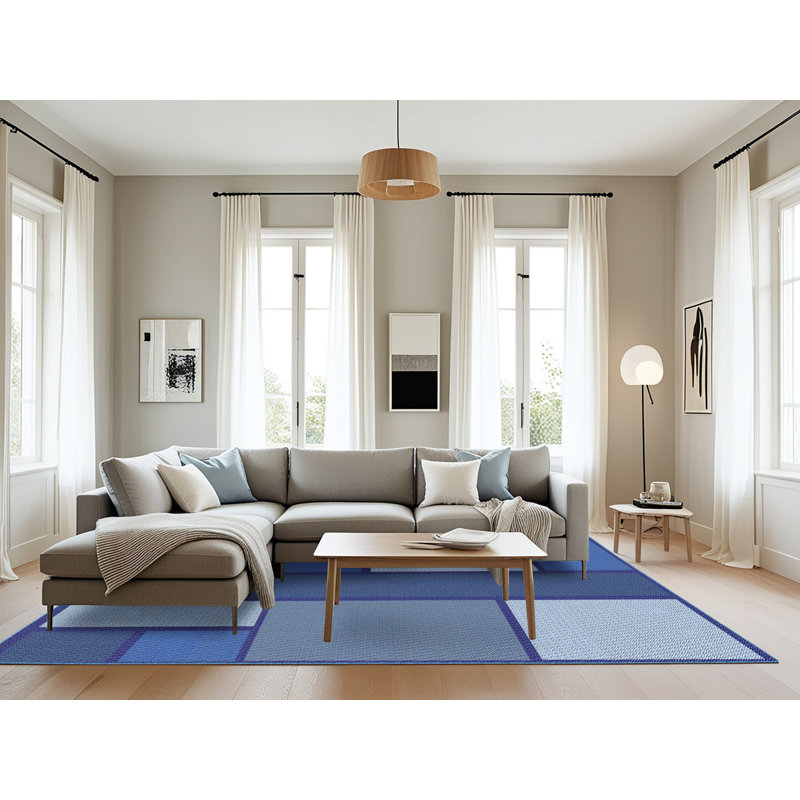 Tapis bleu foncé Power Loom, Rectangle 8 pi x 10 pi