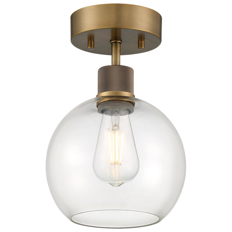 Southglenn Glass Semi Flush Mount, Antique Brushed Brass