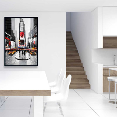 New York City Busy Street - Black Framed Canvas Home Decor