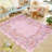 Mushroom Scalloped Floral Washable Non-Slip Area Rug Low Pile Soft Thin Botanical Carpet for Living Room Bedroom Dining Room Playroom-577474039-577474027