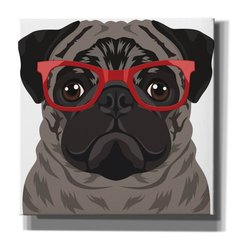 "Carlin portant des lunettes de hipster 3" par Furbaby Affiliates, H 18 po x l 18 po