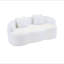 Canapé courbé blanc avec accoudoir rond, canapé à compression avec 2 coussins, canapé crème pour petit espace, salon, chambre à coucher, sans assemblage-2101307435