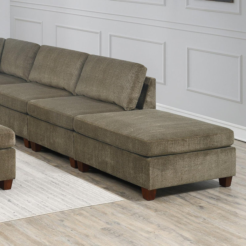 Square Chenille Cocktail Ottoman, Brown