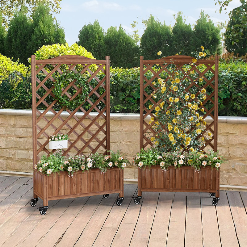 Handmade Wood Planter Box, Dark Brown