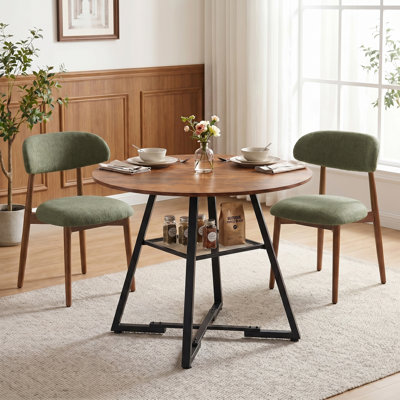 Ameah 42"L Round Modern Kitchen Dining Table Set With 32.1"H Dining Chair