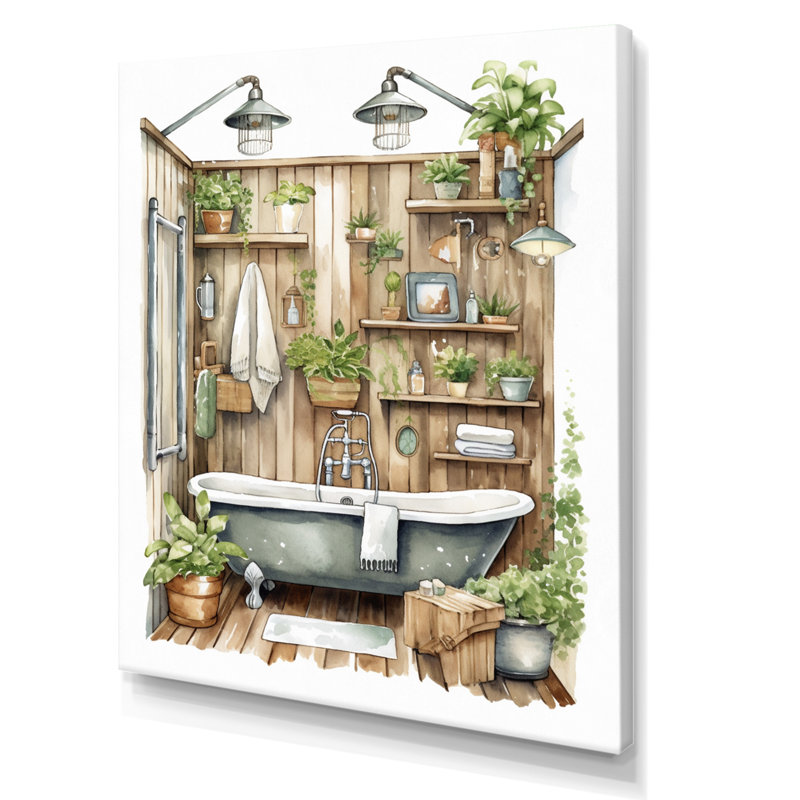 Décoration de salle de bain naturelle XX XX - Toile de salle de bain, H 32 po x l 16 po x P 1 po, Toile tendue